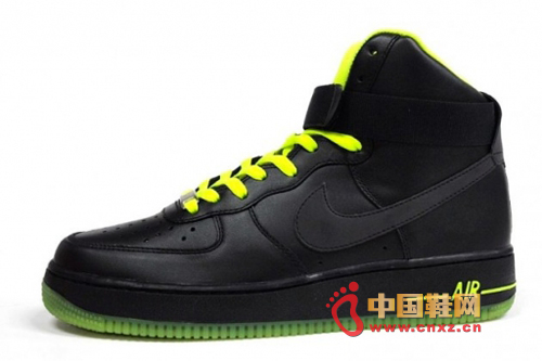 Nike ƳAir Force 1 Hi Black/VoltɹЬ